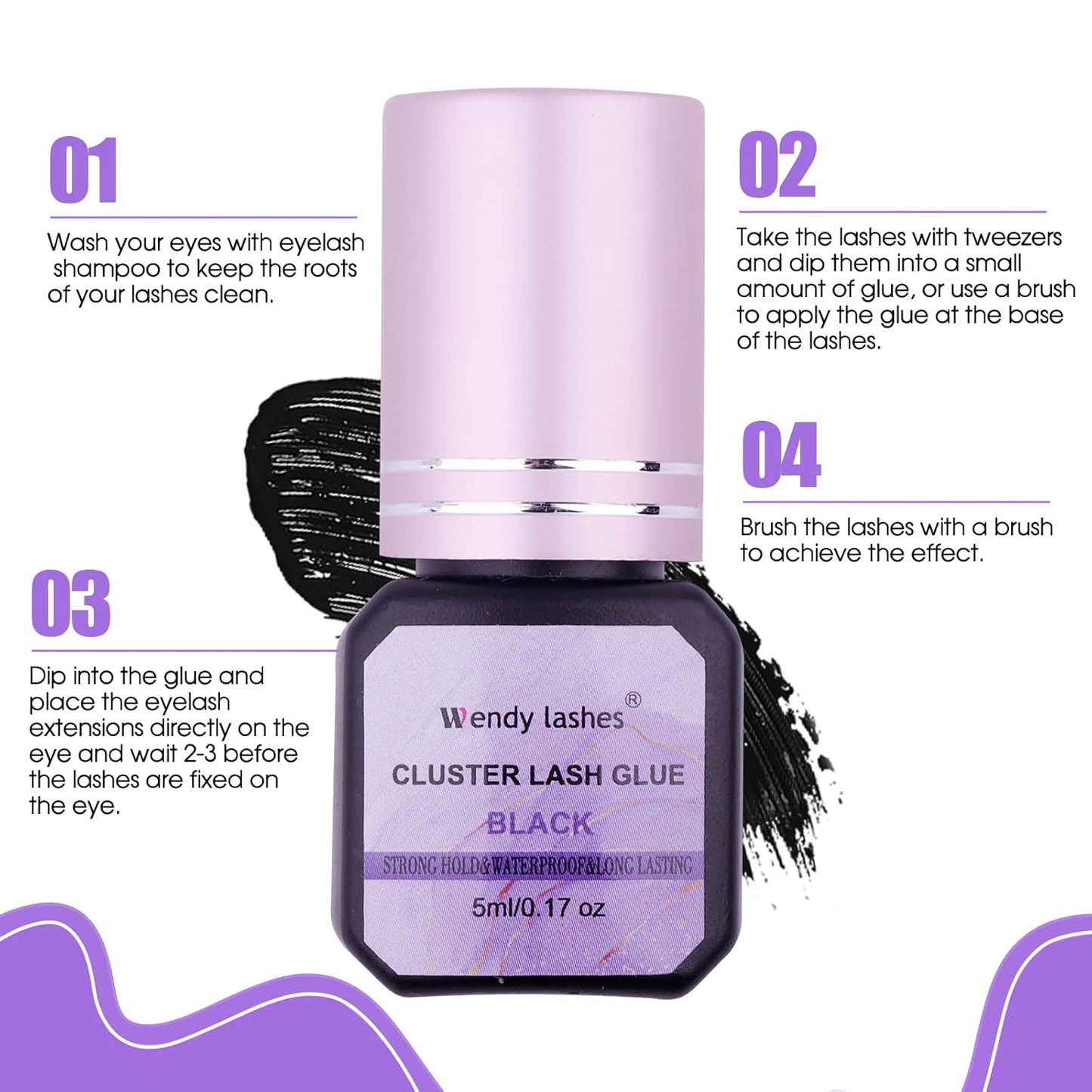 Fast-Drying Eyelash Extension Glue for Professionals - 1-2 Second Strong Hold Waterproof & Long Lasting 8 Weeks Salon-Grade Lash Adhesive(Black,5ml)-FemmiqueWomen