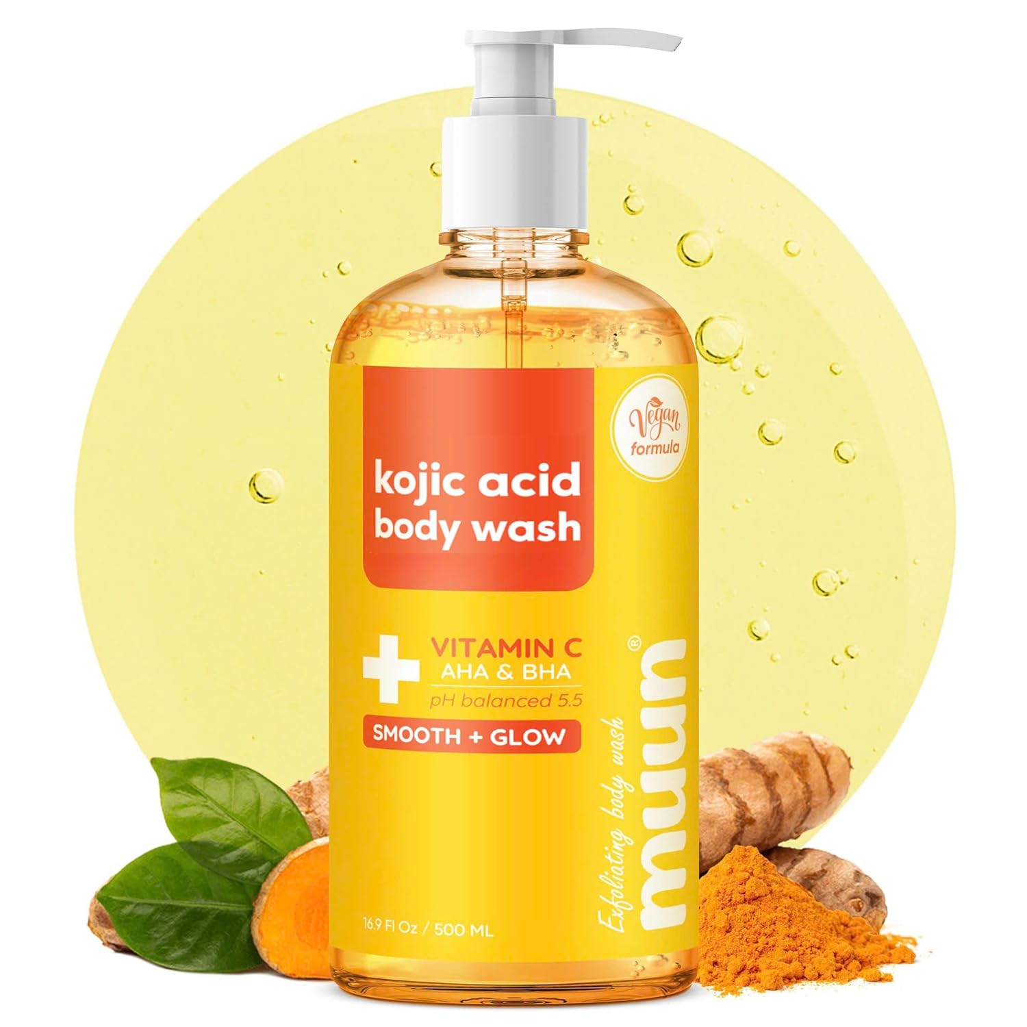 Muun Body Wash with AHA&BHA Exfoliating, 16.9 Fl Oz/500ml Prevent Ingrown Hair Even Skin Tone Underarm Bikini, Smoothe & Soften Body Wash-FemmiqueWomen