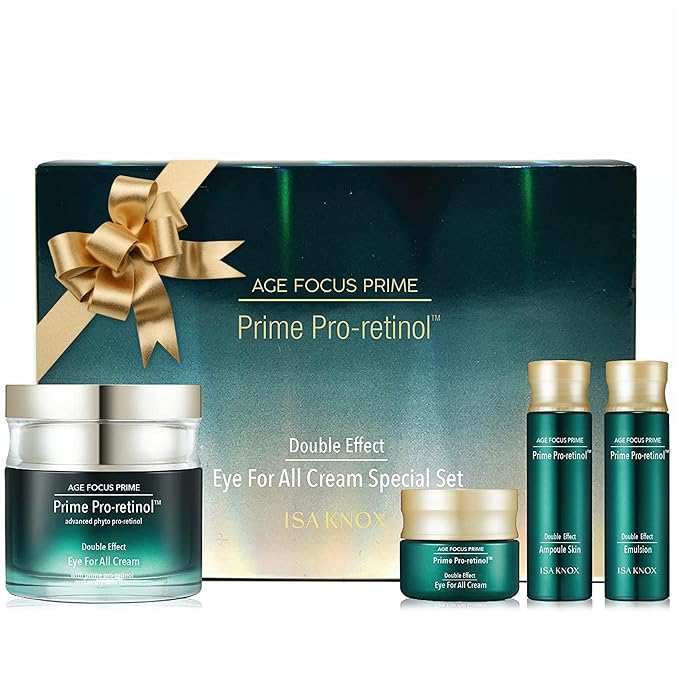Isa Knox AGE FOCUS Prime Double Effect Eye For All Cream Set (3.4fl oz) - Korean Skincare Set, Lightweight Rich Eye Cream, Toner, Emulsion with Daytime Retinol,-FemmiqueWomen