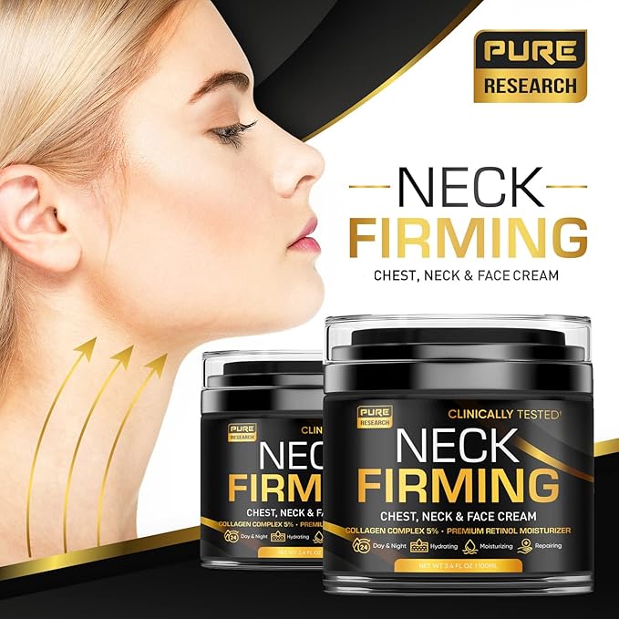 Neck Firming Cream - Anti Wrinkle Cream - Saggy Neck Tightener & Double Chin Reducer Cream - Collagen & Retinol Skin Tightening Cream - Anti Aging Moisturizer for Neck & Décolleté 3.4oz-FemmiqueWomen