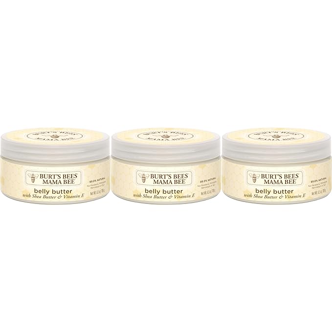 Burt's Bees Mama Belly Butter Stretch Mark Cream for Pregnancy Massages Body & Reduces Scar Appearance, Prenatal & Postnatal Tummy Skin Care, Shea Butter & Vitamin E Rich Formula, 6.5 Oz (Pack of 3)-FemmiqueWomen