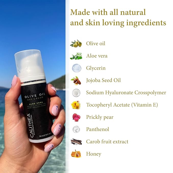 Calithea Day Cream Facial Moisturizer for Healthy, Glowing, Balanced Skin with Aloe Vera, Prickly Pear, Olive Oil-FemmiqueWomen