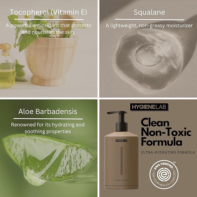 Body Lotion for Men – EWG Verified, Ultra Hydrating, Non-Toxic, Fast-Absorbing, Fragrance-Free, Unscented, Paraben-Free, Sulfate-Free, Daily body lotion for Dry Skin & Sensitive Skin, 12oz-FemmiqueWomen