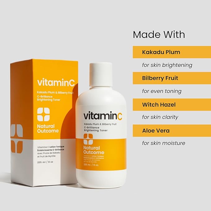 C-Brilliance Vitamin C Toner for Face Daily Witch Hazel Facial Astringent with Kakadu Plum and Bilberry Fruit 8 oz Vegan, Fragrance Free-FemmiqueWomen