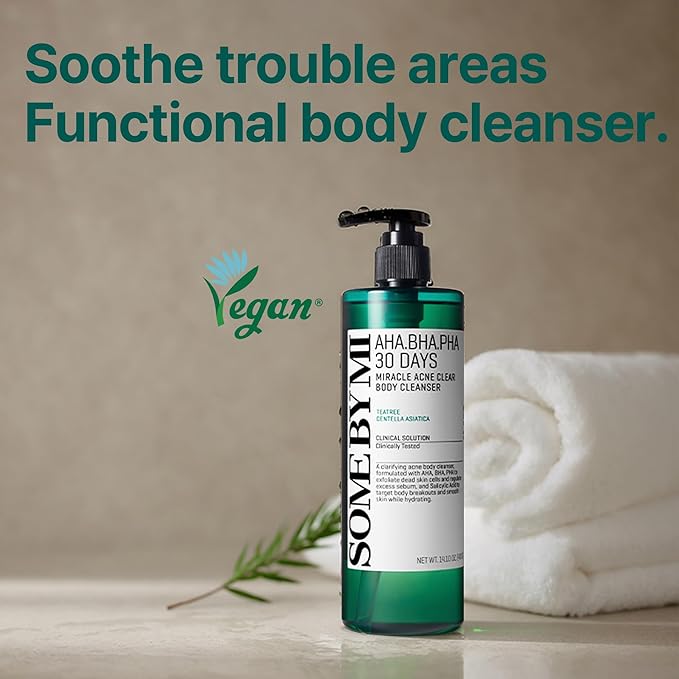SOME BY MI AHA BHA PHA 30 Days Miracle Acne Clear Body Cleanser - 13.5oz, 400ml - Daily Exfoliating Tea Tree Acne Body Wash with Salicylic Acid - Deep Cleanses Sebum and Impurities - Korean Skin Care-FemmiqueWomen