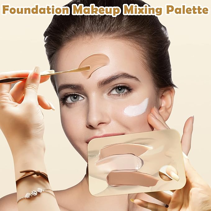 2Pcs Acrylic Makeup Mixing Palette with 2 Pcs Makeup Spatula, Foundation Mixing Tray Cosmetic Palette Mixer Makeup Palette for Foundation, Makeup Mixing Tray for Mixing Eye Shadow Lipsticks Nail Art-FemmiqueWomen