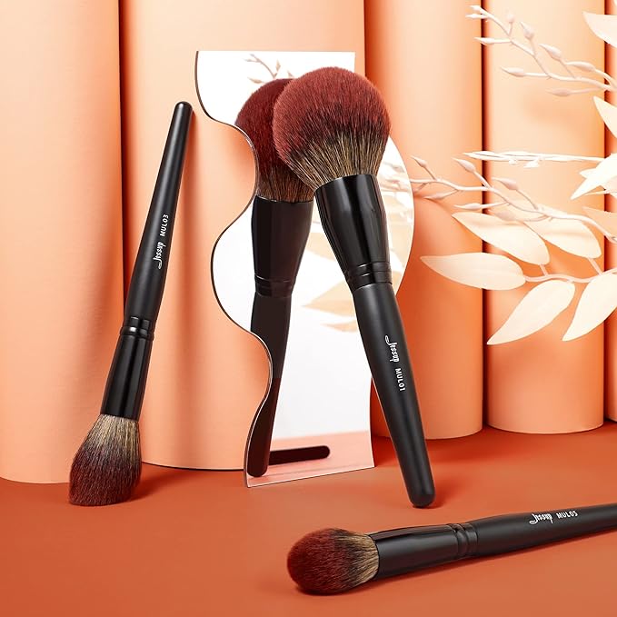 Jessup Large Face Makeup Brushes 3pcs, Premium Synthetic Powder Contour Highlighter Brush, Phantom Black T274-FemmiqueWomen