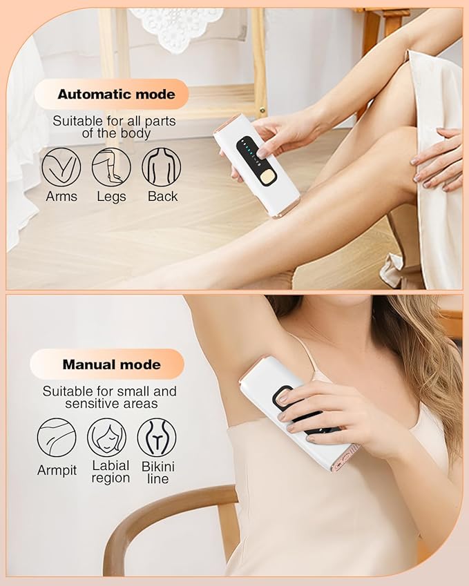 IPL Laser Hair Removal Device for Women Men at Home, Upgraded to 999,900 Flashes Permanent for Facial Legs Arms Bikini Line Whole Body Treatment (White Gold)-FemmiqueWomen