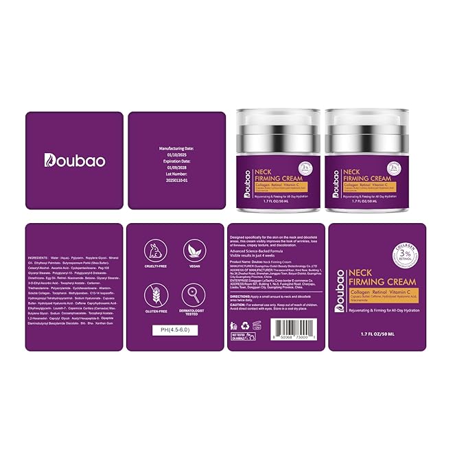 Advanced Neck Firming Cream – 3% Retinol & Hyaluronic Acid for Wrinkle Reduction, Lifting & Skin Tightening – Anti-Aging Moisturizer for Face, Neck & Décolleté – Deep Hydration, 3.4 FL（2 bottle）-FemmiqueWomen