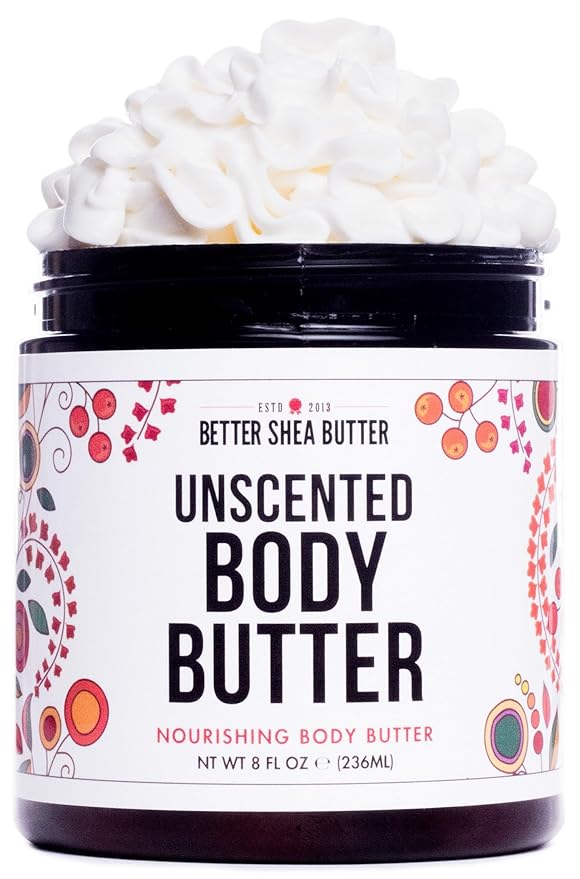 Unscented Body Butter for Dry Skin | with Raw Shea Butter and Jojoba Oil | Deep Moisturizer Safe for Sensitive Skin, Non Greasy, Fragrance Free | 8 oz-FemmiqueWomen