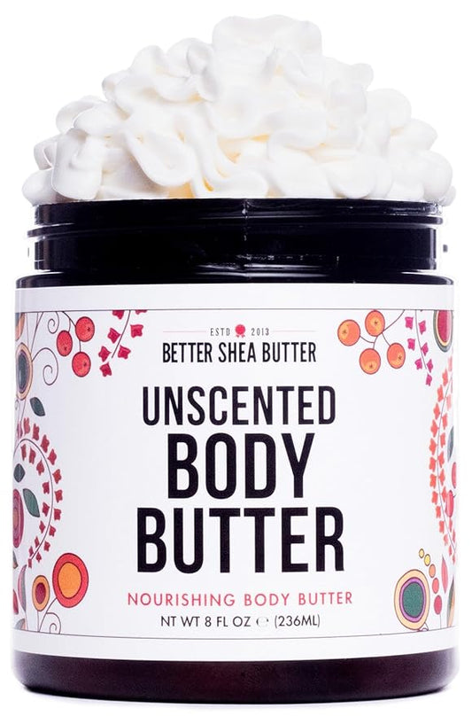 Unscented Body Butter for Dry Skin | with Raw Shea Butter and Jojoba Oil | Deep Moisturizer Safe for Sensitive Skin, Non Greasy, Fragrance Free | 8 oz-FemmiqueWomen