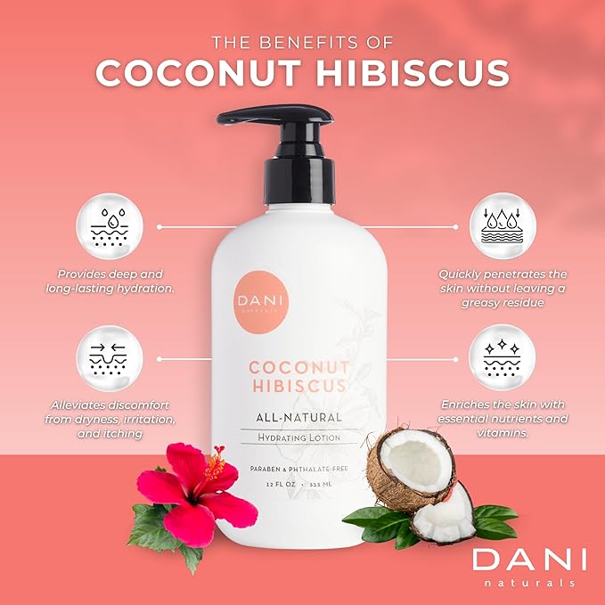 Naturals Hand & Body Lotion - Coconut Hibiscus Scented, Moisturizing & Nourishing Lotion for Dry Skin, Deep Hydration with Natural & Organic Ingredients, Paraben-Free, Vegan & Cruelty-Free, 12 Oz-FemmiqueWomen