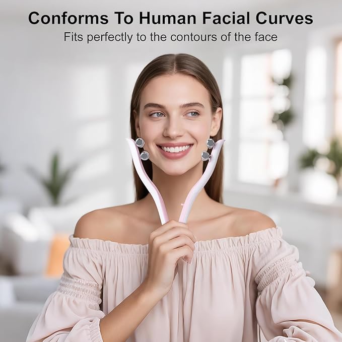 2025 Multi-Functional Face Lifting Device, V Roller Face Lift, Tightening, Skin Care, Double-Sided Roller Design, Type-C Fast Charging, Portable Beauty Device with 3 Adjustable Settings (White)-FemmiqueWomen