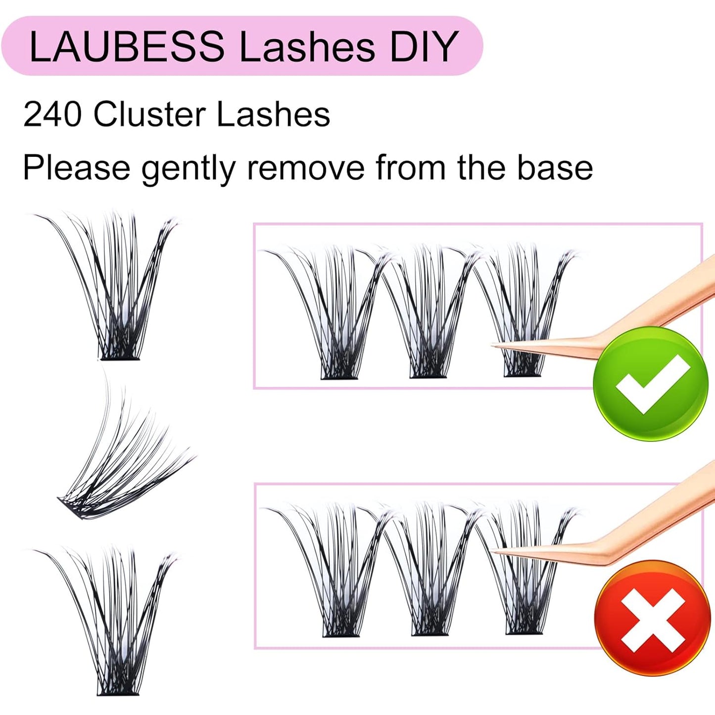 Cluster Lashes 240pcs 40D DIY Eyelash Extension D Curl Long Individual Lashes Mixed Tray Faux Mink Lash Clusters Extensions 0.07 0.10 Black (40D-0.07D-9-16mm)-FemmiqueWomen