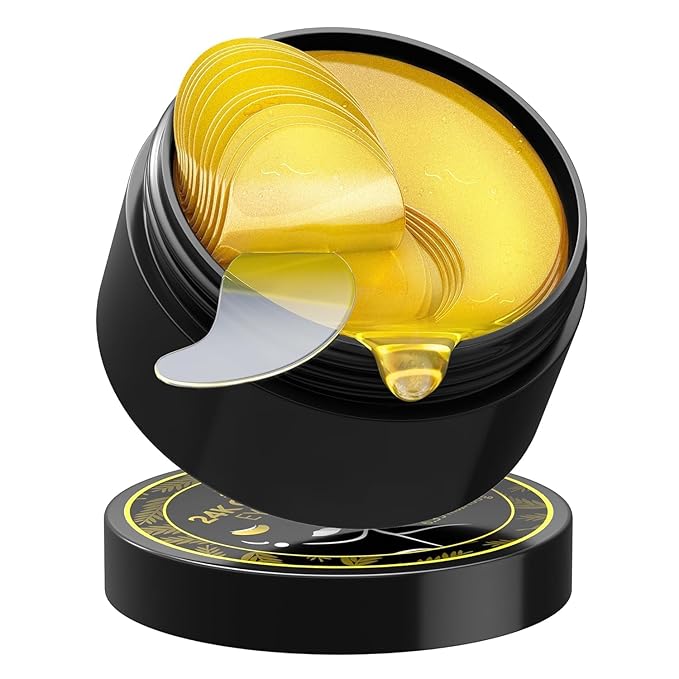 24k Gold Under Eye Patches - 60 Pcs Eye Mask Pure Gold Anti-Aging Collagen Hyaluronic Acid Under Eye Mask for Dark Circles, Puffiness & Wrinkles Refresh Your Skin-FemmiqueWomen