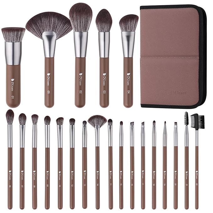 DUcare Professional Makeup Brush Set 22Pcs with Travel Case Synthetic Kabuki Foundation Brush, Face Powder Brush, Blush Brush, Concealer Brush, Eyeshadow Brushes-FemmiqueWomen