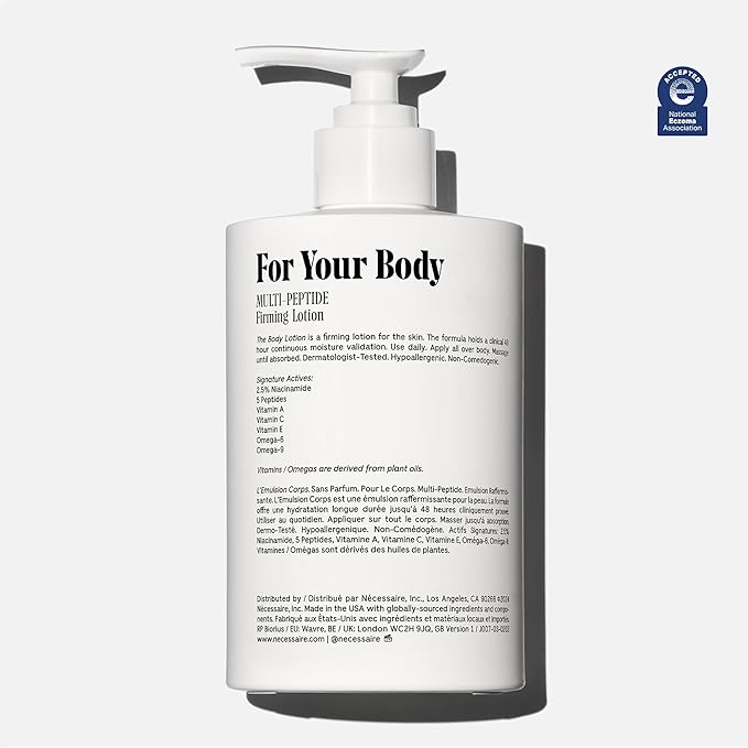 Nécessaire The Body Lotion with Pump. Fragrance-Free. Multi-Peptide Firming Lotion to Moisturize, Firm, Strengthen. 2.5% Niacinamide, Vitamin C/E + Omega 6/9. 450ml / 15.2 fl oz-FemmiqueWomen