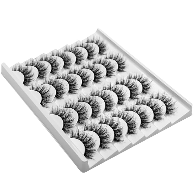 Fake Lashes False Eye Lashes Mink False Eyelashes Natural Cat Eye Lashes Fluffy Fake Eyelashes 16MM Lashes A25-FemmiqueWomen