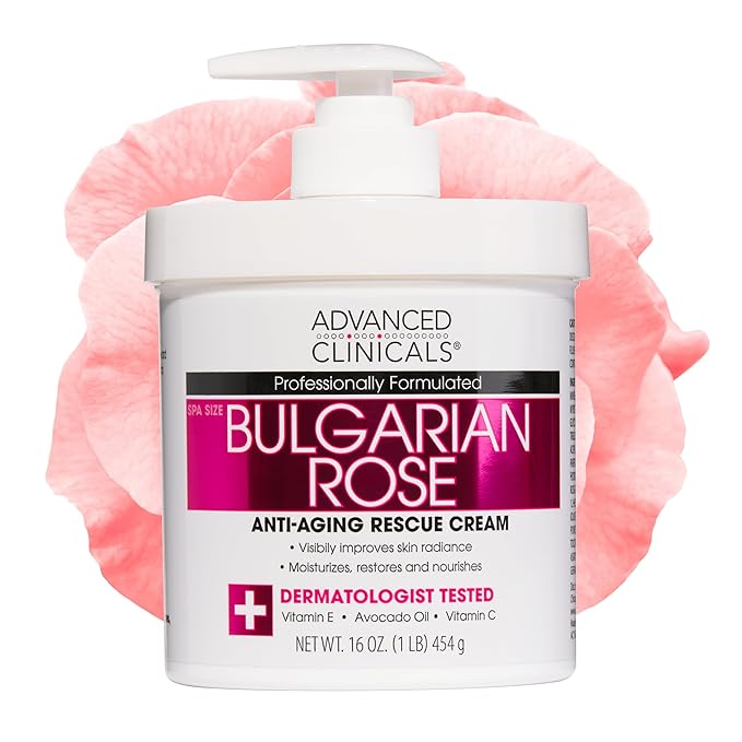 Advanced Clinicals Bulgarian Rose Lotion For Women | Rose Scented Vitamin C Body Lotion Cream | Visible Anti Aging Vitamin E Moisturizer Body Butter Improves Look Of Sagging Dry Skin & Texture, 16 Oz-FemmiqueWomen