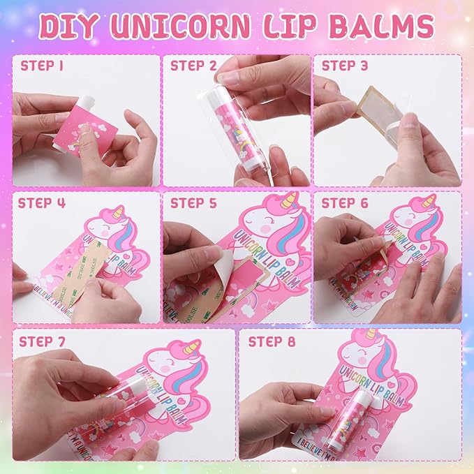 24 Sets Unicorn Party Favors Lip Balms Bulk for Kids Birthday Party Moisturizing Lip Balm for Unicorn Themed Celebration Gifts Lip Care Products for Classroom Rewards Favor Party Supplies-FemmiqueWomen