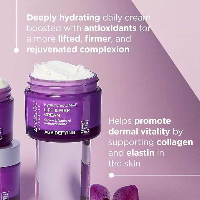 Andalou Naturals Hyaluronic DMAE Lift & Firm Skin Cream | Anti Aging Face Moisturizer With Hyaluronic Acid |Helps Reduce Fine Lines & Wrinkles | 1.7 oz-FemmiqueWomen