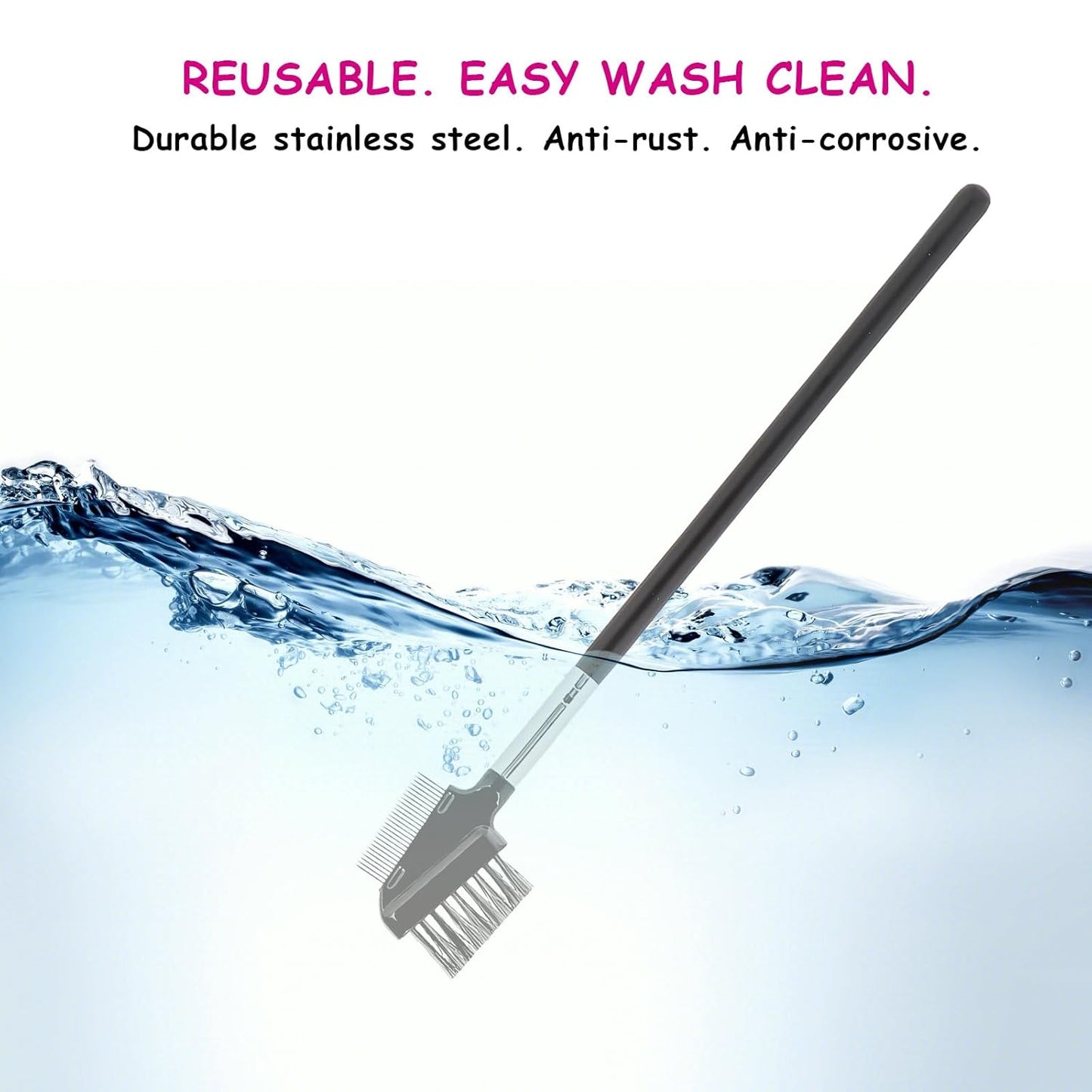 1 Pcs Eyebrow Brush, Metal Eyelash Comb, Resuable Dual Eyebrow Comb, Eye Brow Makeup Brush Eye Lash Comb for Eyelashes Extension (Bristles)-FemmiqueWomen