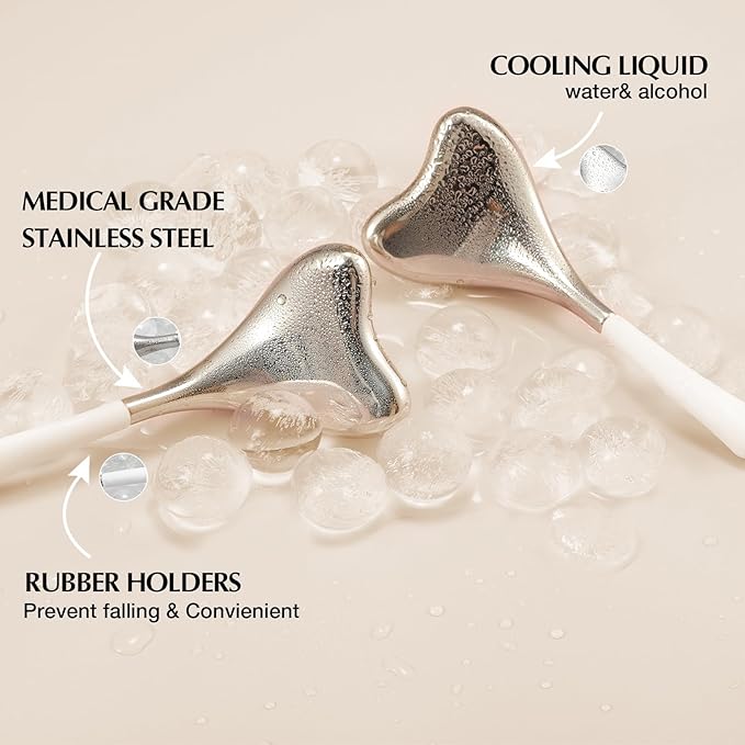 2-in-1 Gua Sha Cryo Sticks, Facial Skin Care Tools for Women Face and Eyes Massage, Unbreakable Stainless Steel Esthetician Supplies, Cooling Spa Ice Globes Roller with Carry Case-FemmiqueWomen
