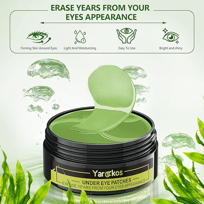 3 Packs 60 Pcs Under Eye Patches, Green+24K Gold+Pink, 30 Pairs Undereye Mask for Puffy Eye Dark Circle Treatment, Collagen Gel Pads Hydrating for Eye Bag Puffiness Wrinkle, Women Men Beauty Skin Care-FemmiqueWomen