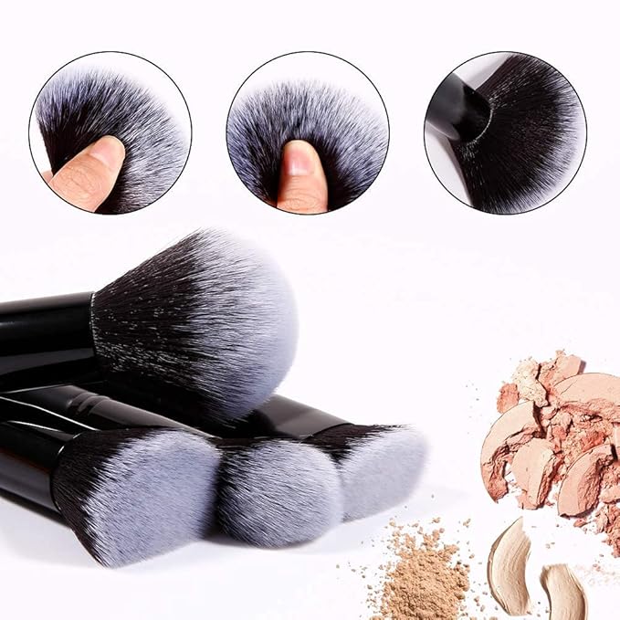 DUcare Makeup Brushes 15Pcs Premium Synthetic Kabuki Makeup Brush Set, Professional Foundation Concealers Powder Blush Blending Face Eye Shadows Black Brush Sets-FemmiqueWomen