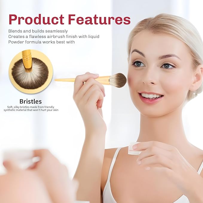 8pcs Gold Makeup Brush Set for All Skill Levels Easy Clean Soft Lint Free Brushes Travel Friendly Kit Foundation Powder Eyeshadow Blush Contour-FemmiqueWomen