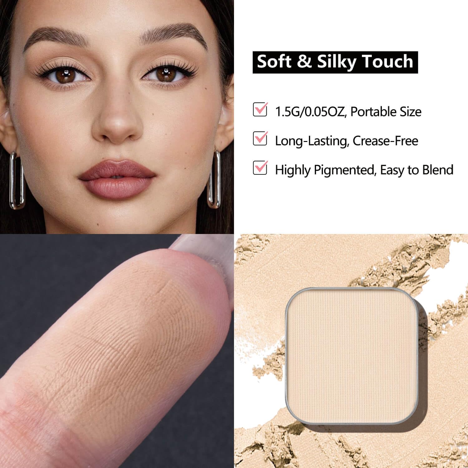 3-Color Eyeshadow Combo Pack – Matte & Shimmer Neutral Shades,Powder, Highly Pigmented, Long-Lasting, Refills Pans for Custom Magnetic Palette-FemmiqueWomen