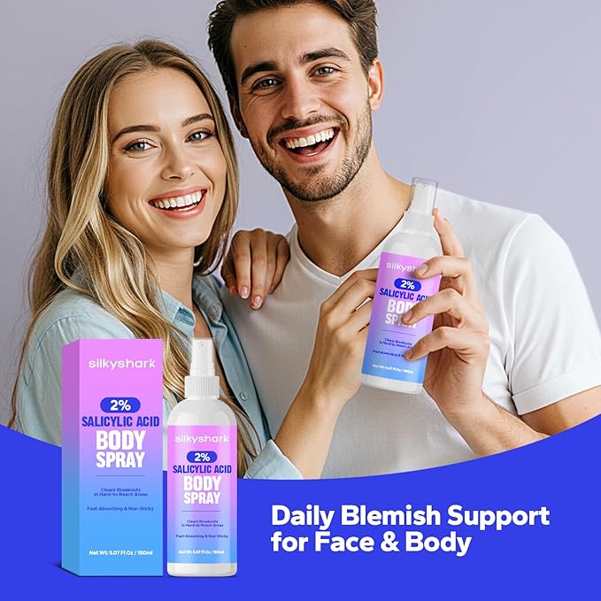 Salicylic Acid Spray (5.07 Fl Oz), 2% Salicylic Acid Body Spray, Body Acne Treatment for Bacne, Blackheads & Blemishes, Back & Chest Acne Spray for Face & Body, 360° Mist for All Skin Types-FemmiqueWomen