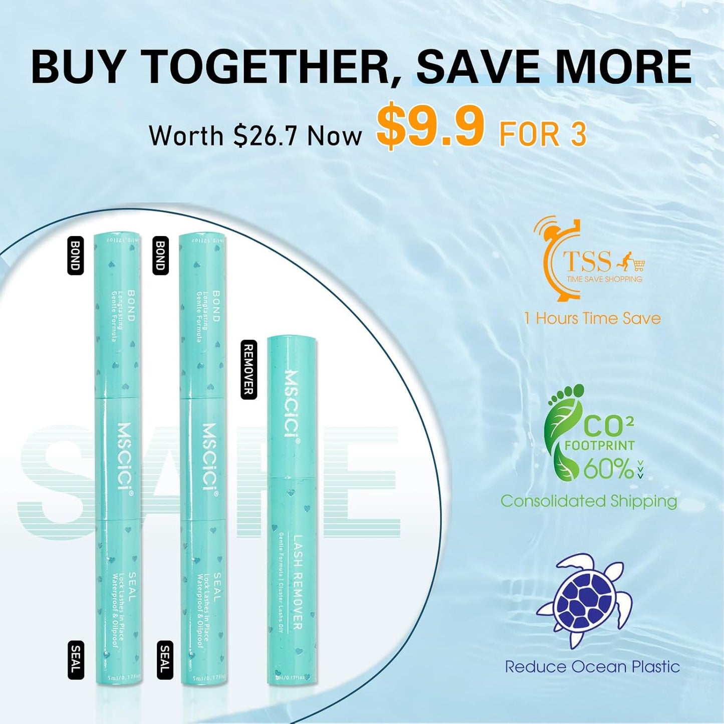 Lash Glue Kit (2 Black Glue 1 Remover) 150Hours Waterproof Bond & Seal Adhesive for Cluster Strip & Individual Lashes, Hypoallergenic Gentle Formula for Sensitive Eyes, Easy to Remove-FemmiqueWomen