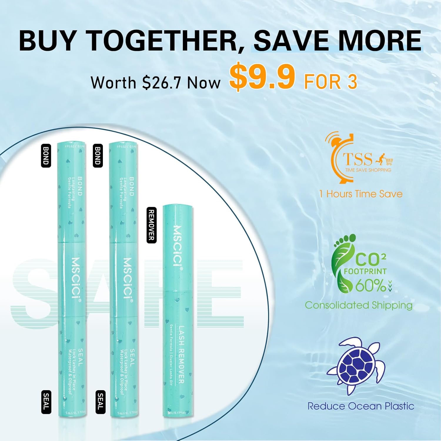 Lash Glue Kit (2 Black Glue 1 Remover) 150Hours Waterproof Bond & Seal Adhesive for Cluster Strip & Individual Lashes, Hypoallergenic Gentle Formula for Sensitive Eyes, Easy to Remove-FemmiqueWomen