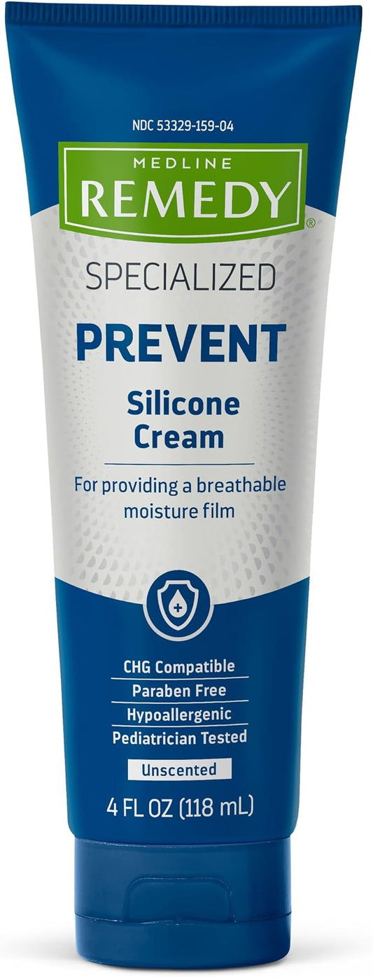 Medline Remedy Specialized Silicone Cream, Unscented (4 fl oz), Gentle Breathable Film for All Ages, Paraben-free and Hypoallergenic Skin Care, Barrier for Dry Cracked Skin-FemmiqueWomen