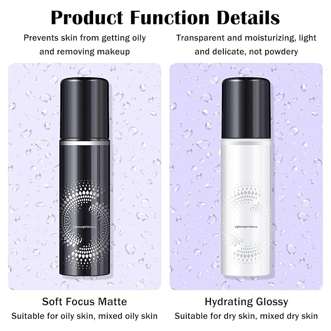 2PCS Makeup Setting Spray for Face,Waterproof Setting Spray for Makeup,Long Lasting Oil Control Finishing Holding Face Mist,Refreshing Hydrating Glossy and Matte Fixing Facial Mist Make Up Set A3-FemmiqueWomen