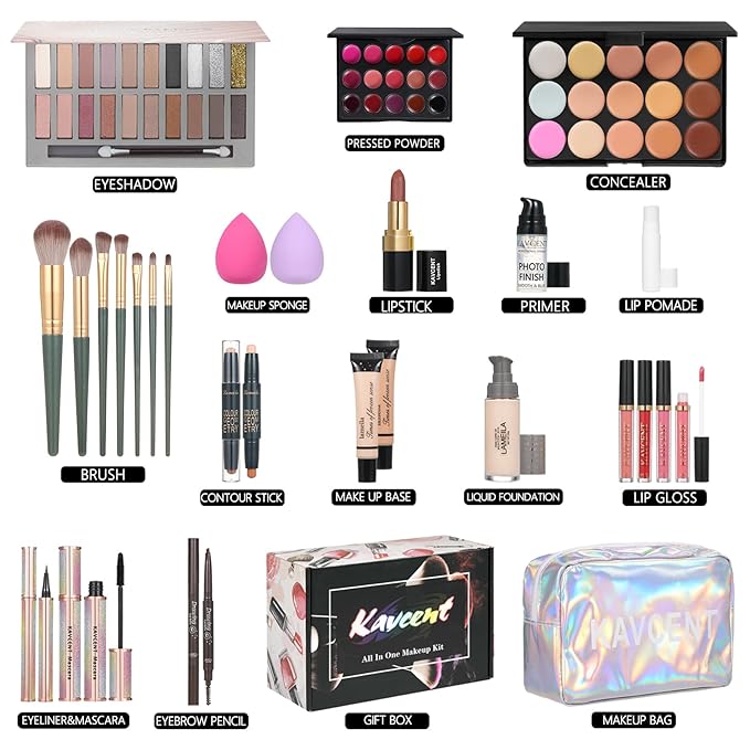 Makeup Kits Makeup Kit for Women Full Kit Makeup Set for Women Foundation Face Primer Eyeshadow Concealer Lipstick Makeup Bag Makeup Sets for Teens-FemmiqueWomen