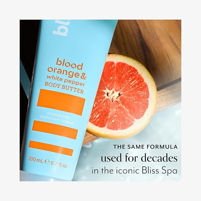 Bliss Body Butter - Blood Orange and White Pepper - Maximum Moisture Cream - 6.7 Fl Oz - Body Lotion for Dry Skin - Long-Lasting Moisturizer for Women & Men - Vegan and Cruelty-Free-FemmiqueWomen