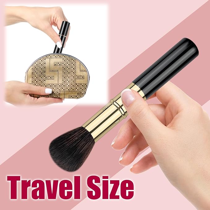 Retractable Makeup Brush, Travel Kabuki Powder Brush, Retractable Blush Brush, for Blush, Bronzer, Buffing, Highlighter Flawless Powder Cosmetics, Travel Friendly-FemmiqueWomen