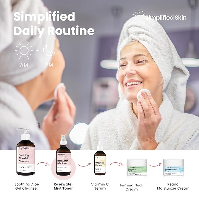 Rose Water Spray for Face & Hair - Organic USDA Certified Rosewater Facial Toner - Alcohol-Free Makeup Setting Hydrating Face Mist - Anti-Aging Toner Spray - 2 Pack-FemmiqueWomen