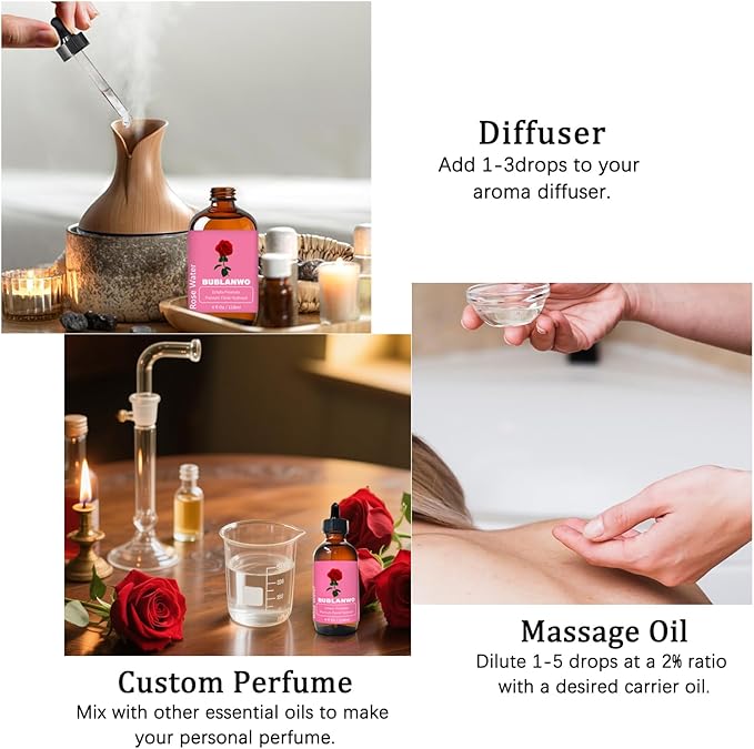 Organic Rose Water Toner Spray for Face, Skin Care, Soaps, Skin Hydration, Bath Facial Mist Toner 118 ml-FemmiqueWomen