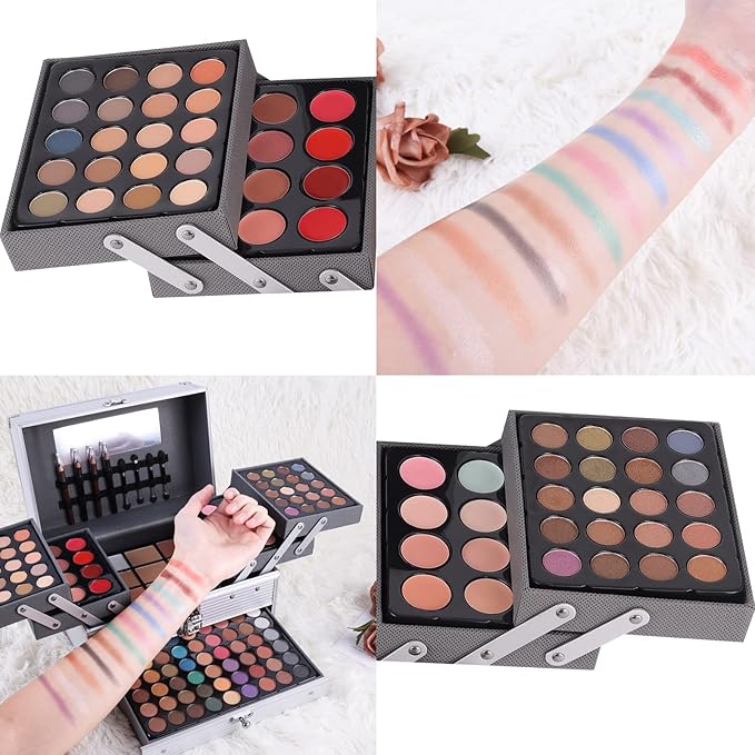 132 Color All- In- One Makeup For Women Full Kit,Professional Makeup Kit,Makeup Gift Set for Women,Girls&Teens,Include eyeshadow/lipstick/concealer/Lip Gloss/Eyeliner/Mascara（006N2-Silver）-FemmiqueWomen