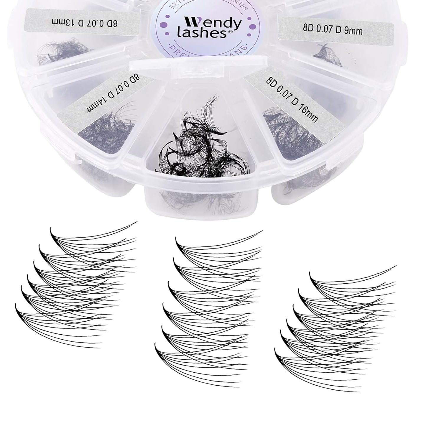 Premade Fans for Lash Extension: 8P, Wendy, Handmade Fans, Pre-made, For Lash-Artists, D, 9-16mm-FemmiqueWomen