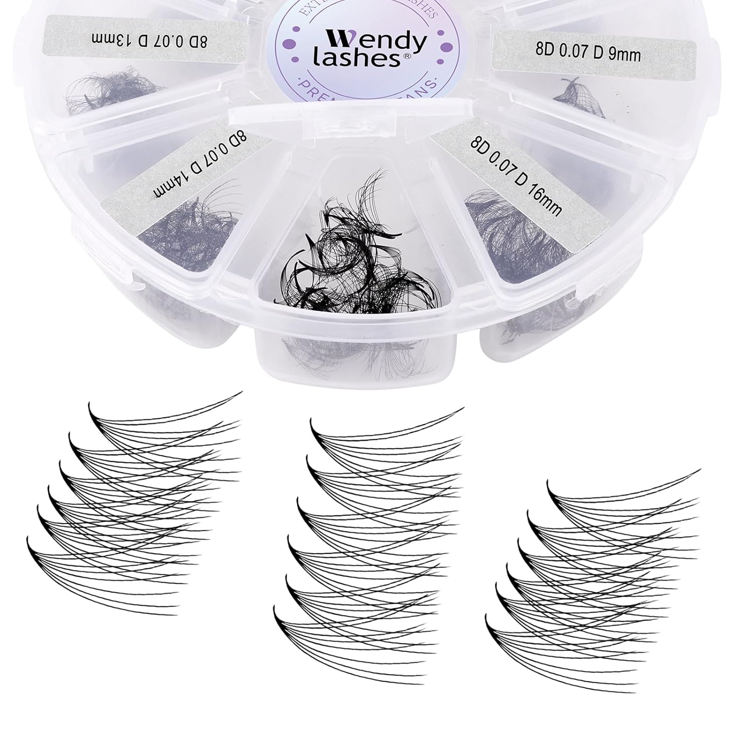 Premade Fans for Lash Extension: 8P, Wendy, Handmade Fans, Pre-made, For Lash-Artists, D, 9-16mm-FemmiqueWomen