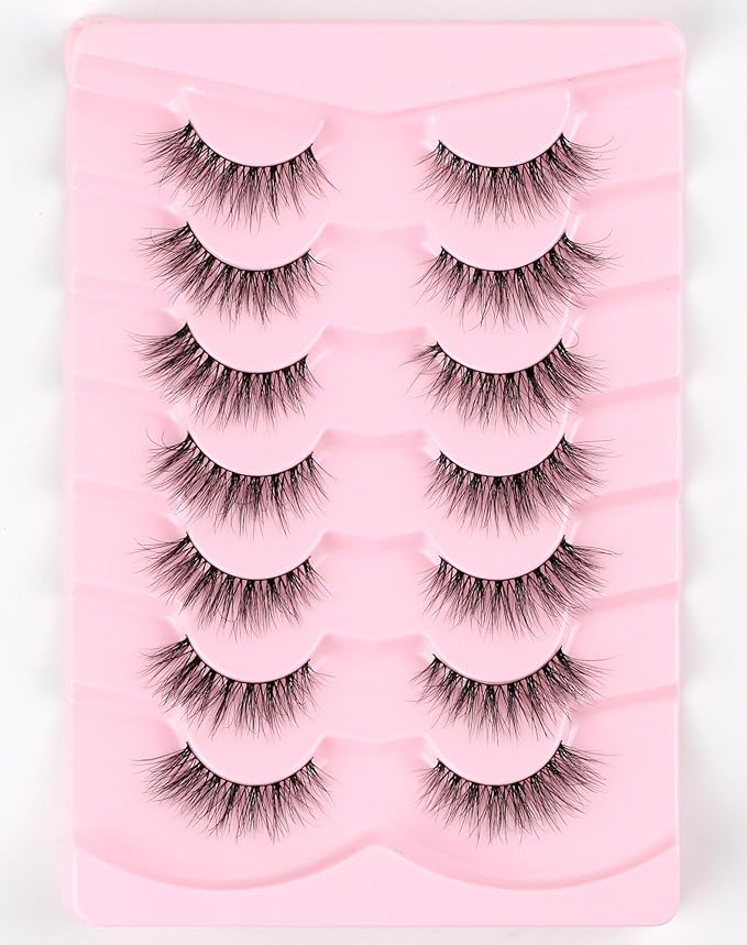 Eyelashes Natural Look Strip Lashes Wispy Natural Mink Lashes Volume Lash Fluffy Fake Eyelashes C Curl False Lashes Thick Eyelashes 7 Pairs-FemmiqueWomen