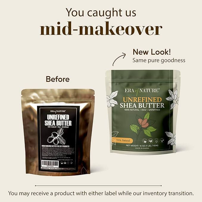 era of nature Organic Unrefined Raw African Ivory White Shea Butter 16oz - Moisturizing Raw Shea Butter Bar for Skin & Hair, DIY Lip Balm Base, Cream, Soap & Lotion Making Supplies Kit, Skincare-FemmiqueWomen