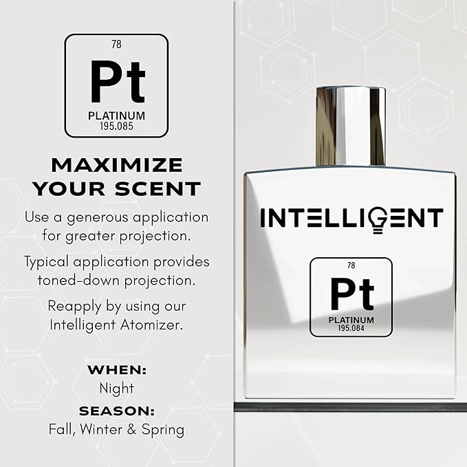 Intelligent Platinum Eau de Parfum | Cologne for Men | Sweet, Seductive, Striking | 3.4 Fl Oz (100 mL)-FemmiqueWomen