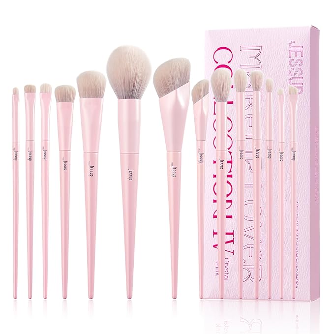 Jessup Pink Makeup Brushes Set 14Pcs Make up Brushes Premium Vegan Foundation Concealer Blush Eyeshadow Eyeliner Powder Highlighter Blending Face Brush Set, T495-FemmiqueWomen