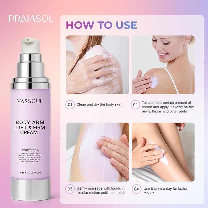 VASSOUL Lift and Firm Arm Cream : Skin Tightening Cream for Body - Firms Loose Skin, Reduces Cellulite on Arms, Thighs & Butt – 100ML-FemmiqueWomen