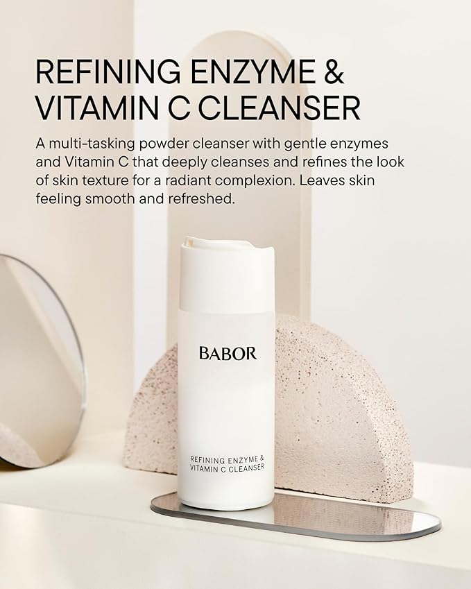 BABOR Refining Enzyme & Vitamin C Cleanser, Enzyme Powder Cleanser, Exfoliating Face Wash Polish, Gentle Facial Scrub to Brighten and Even Complexion-FemmiqueWomen